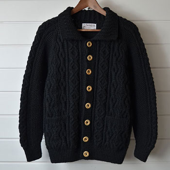 インバーアラン｜INVERALLAN アラン編ウールカーディガン黒 ｜買取査定
